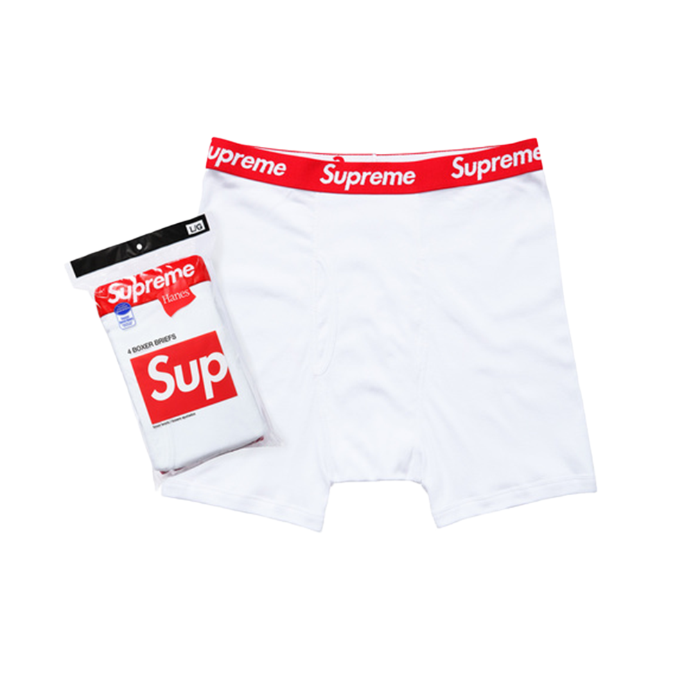 Supreme Hanes Boxer Briefs (4 Pack) White