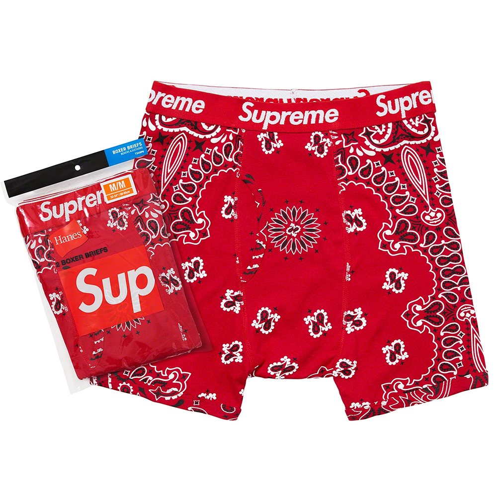 Supreme Hanes Bandana Boxer Briefs (2 Pack) Red