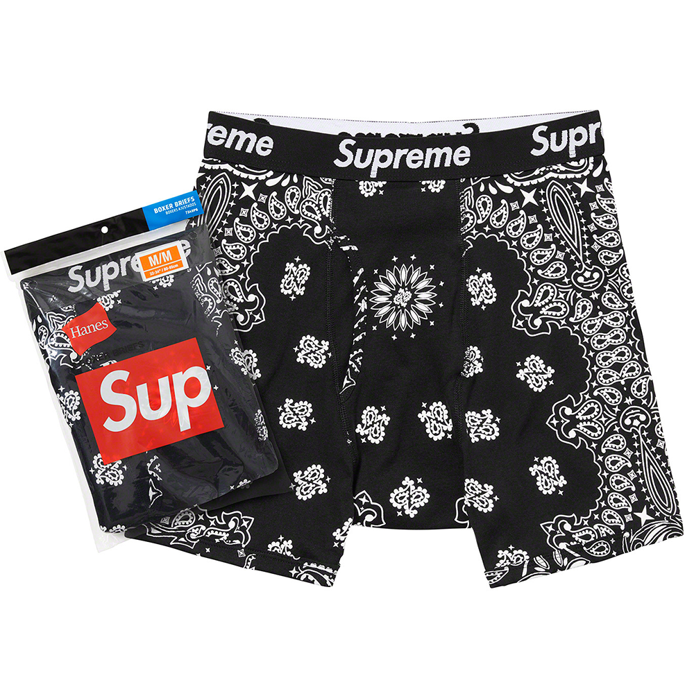 Supreme Hanes Bandana Boxer Briefs (2 Pack) Black