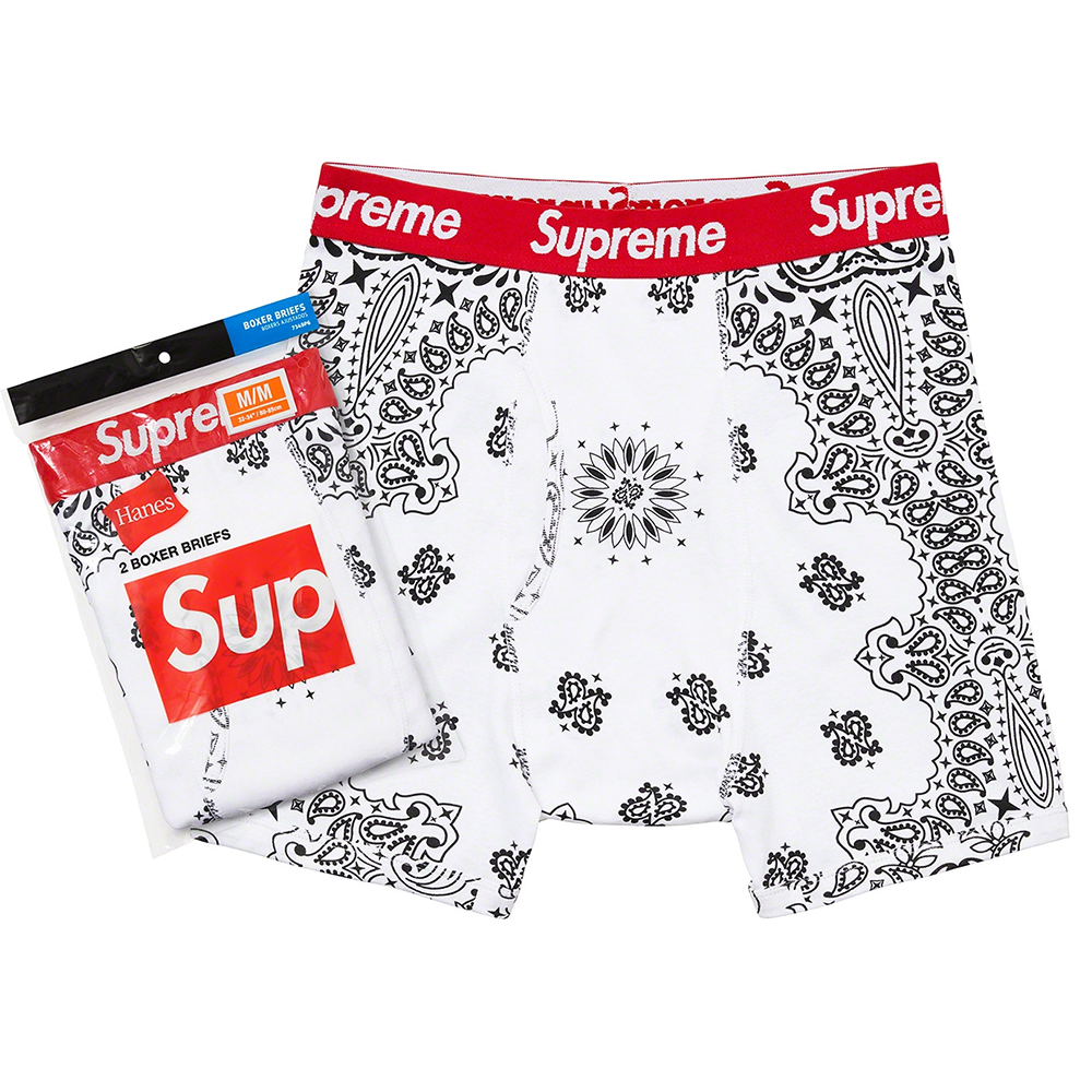 Supreme Hanes Bandana Boxer Briefs (2 Pack) White