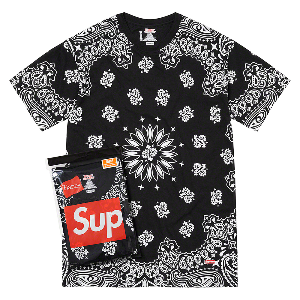 Supreme Hanes Bandana Tagless Tees (2 Pack) Black