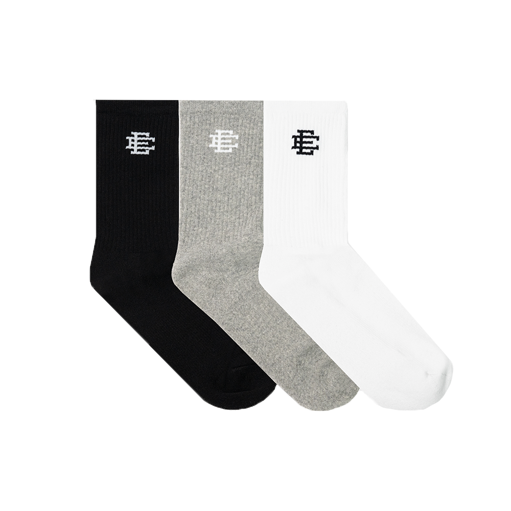 EE Eric Emanuel Socks (3 Pack) Black, Grey & White