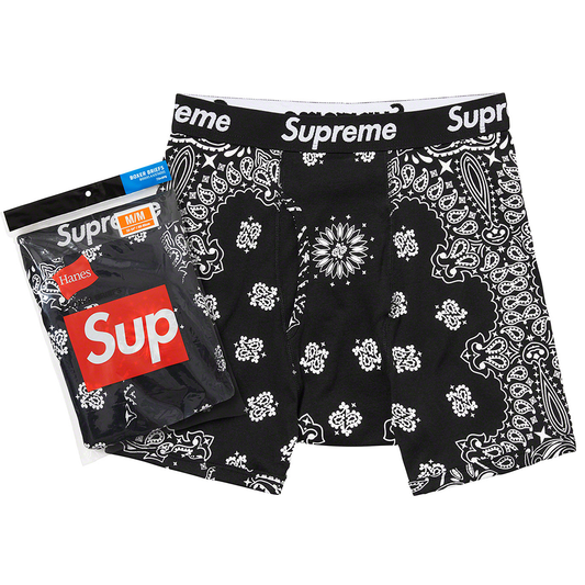 Supreme Hanes Bandana Boxer Briefs (2 Pack) Black