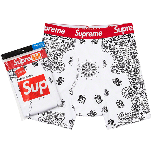 Supreme Hanes Bandana Boxer Briefs (2 Pack) White