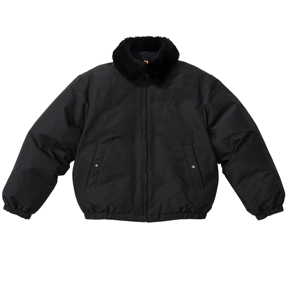 Supreme Burberry Shearling Collar Down Puffer Jacket Black