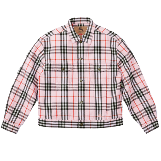 Supreme Burberry Denim Trucker Jacket Pink